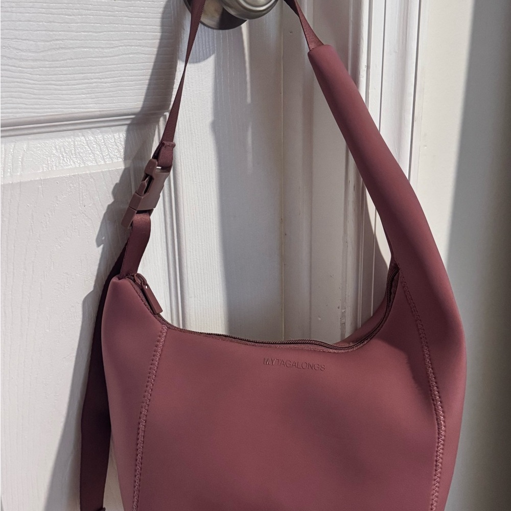Pink Crescent Shoulder Bag with Matte Finish